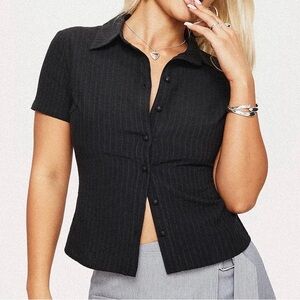 Elegant Black Button-Up Women's Top